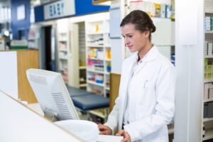 pharmacist on the computer