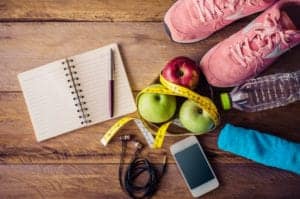 apples and exercise equipment for losing weight