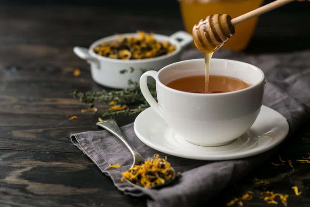 tea with honey in it