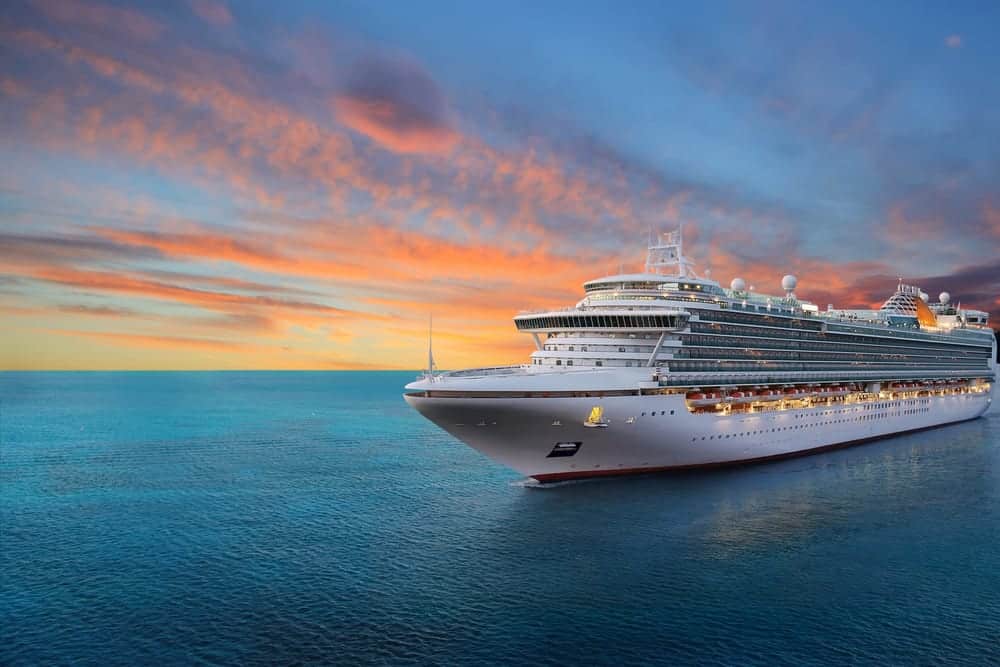 cruise ship during sunset