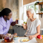 man and woman toasting